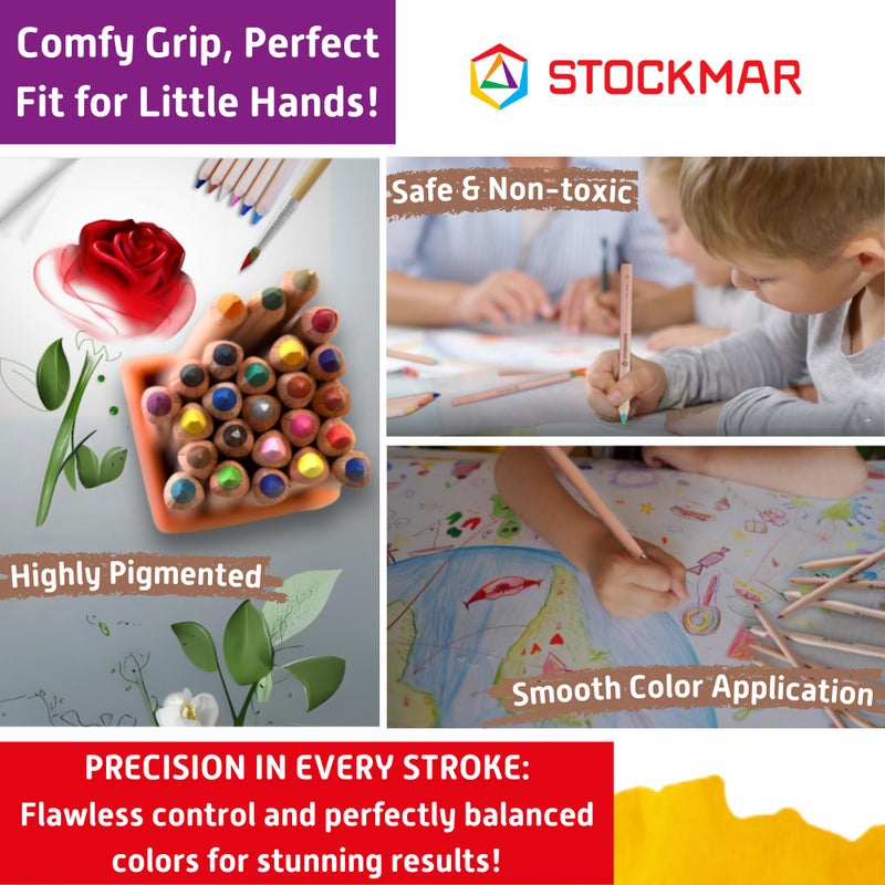 STOCKMAR Triangular Colored Pencils 18 Count + 1 Graphite Pencil In a Tin Case: School Supplies Colored Pencils For Kids At Home Or School, For Professional or Beginner Artists, Waldorf Art Supplies - Image 5